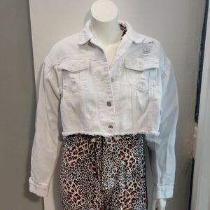 White Cropped Denim Jacket